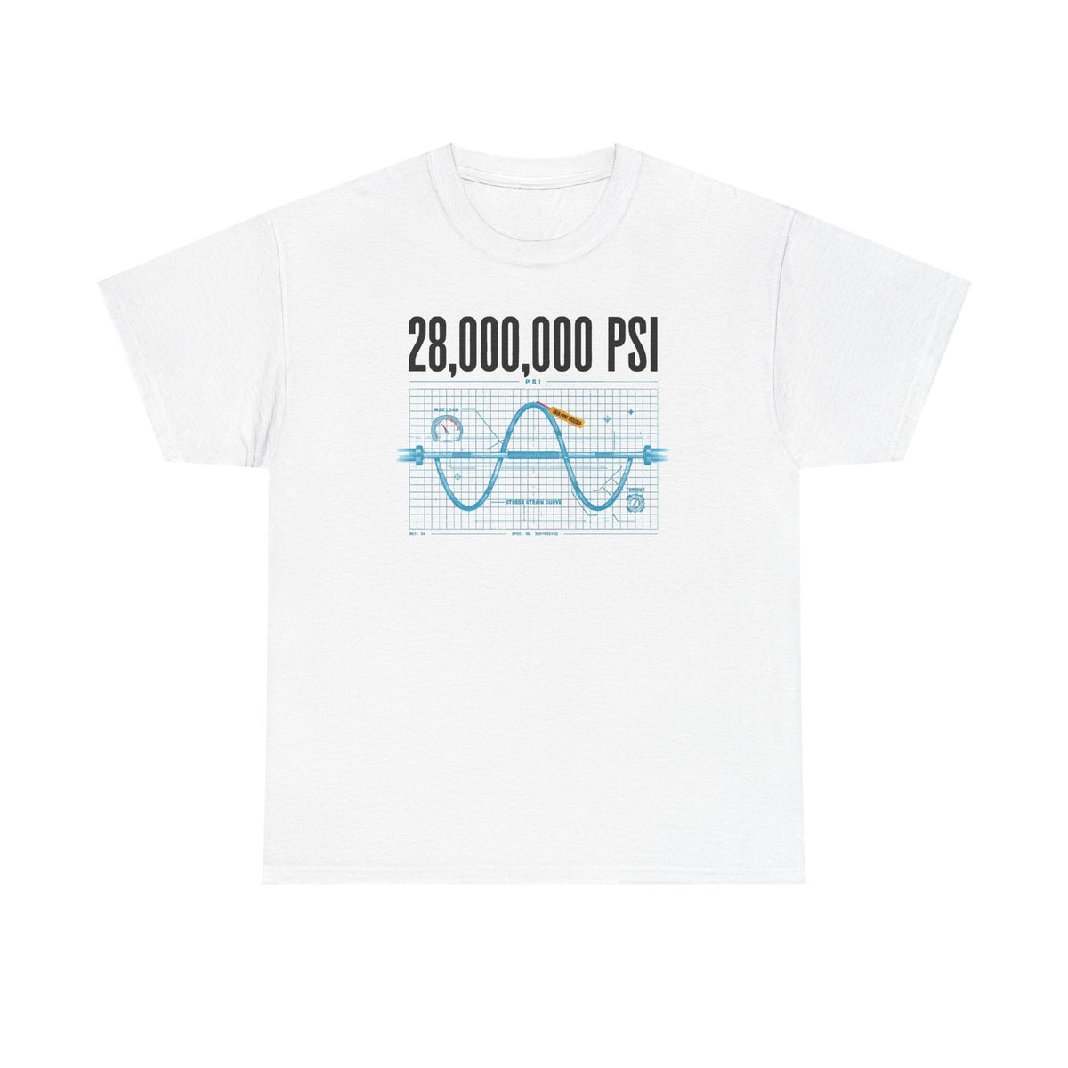 28,000,000 PSI Waveform Lifting Blueprint T-Shirt