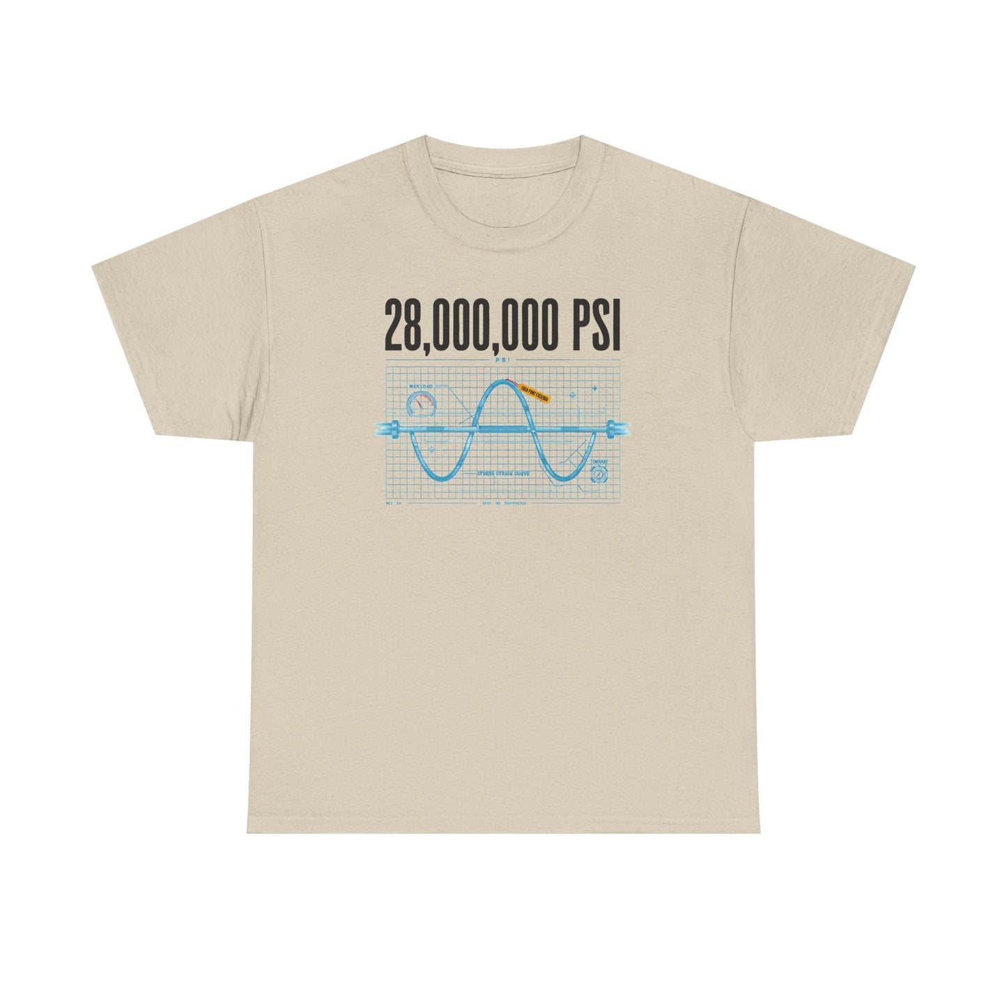 28,000,000 PSI Waveform Lifting Blueprint T-Shirt